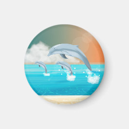 delfiner som bryter vattenytan i havet magnet