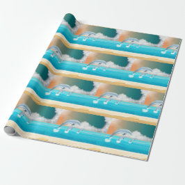 delfiner som bryter vattenytan i havet presentpapper