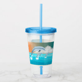 delfiner som bryter vattenytan i havet take away mugg