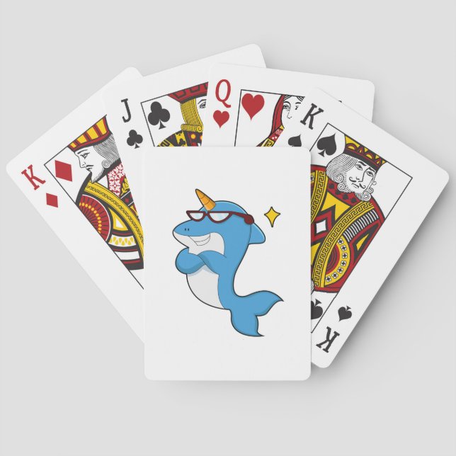 Delfiner som enhörning med glasögon.PNG Casinokort (Baksidan)