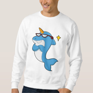 Delfiner som enhörning med glasögon.PNG Lång Ärmad Tröja