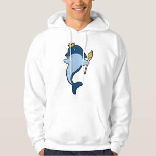 Delfiner som Kung med personal och Krona Hoodie