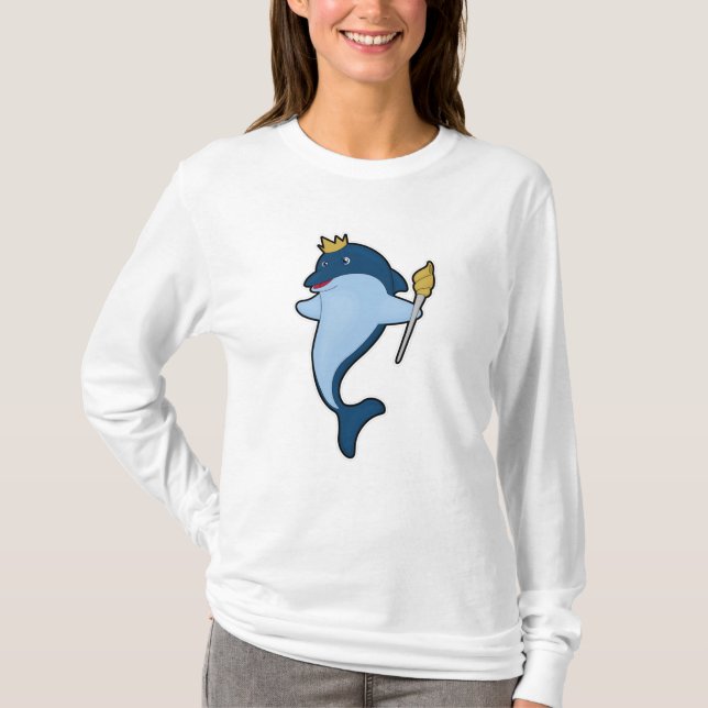 Delfiner som Kung med personal och Krona T Shirt (Framsida)