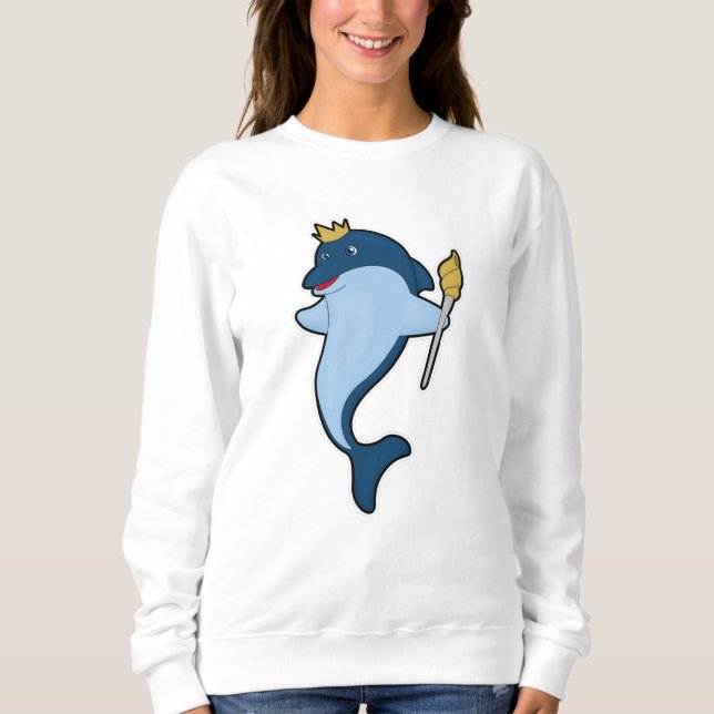 Delfiner som Kung med personal och Krona T Shirt (Framsida)
