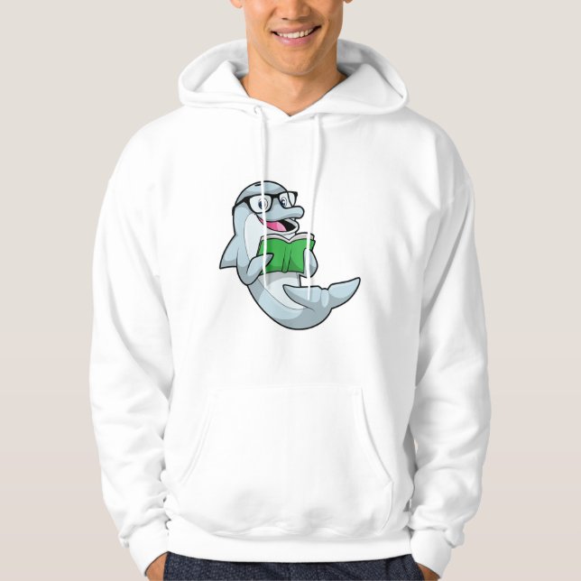 Delfiner som Nerd med glasögon och Bok Hoodie (Framsida)