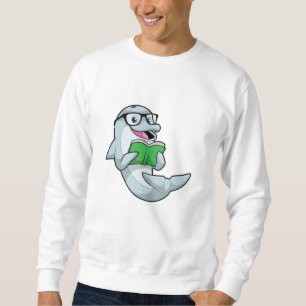 Delfiner som Nerd med glasögon och Bok Lång Ärmad Tröja