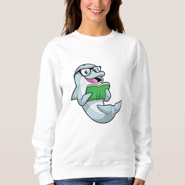 Delfiner som Nerd med glasögon och Bok T Shirt (Framsida)