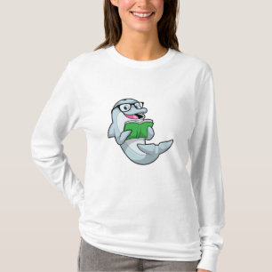 Delfiner som Nerd med glasögon och Bok T Shirt