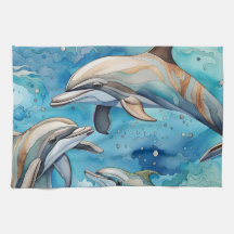 Delfiner som simmar i havet