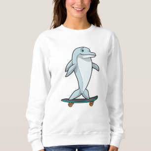 Delfiner som Skater med Skateboard T Shirt