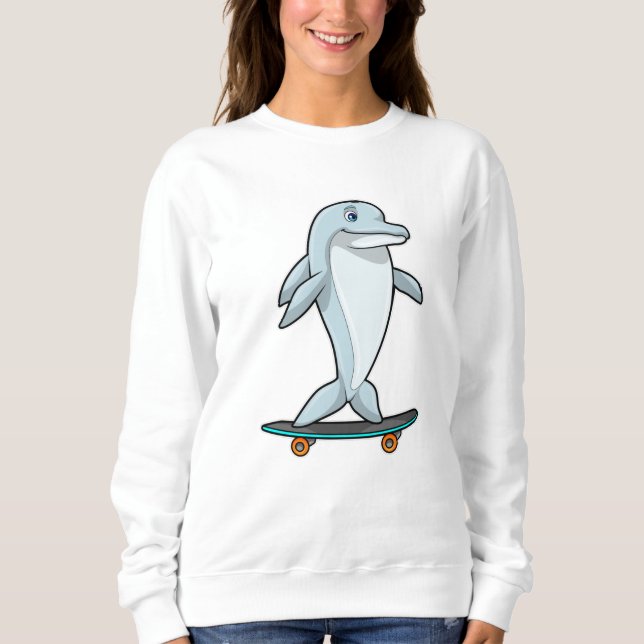 Delfiner som Skater med Skateboard T Shirt (Framsida)