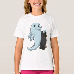 Delfiner som Skater med Skateboard T Shirt