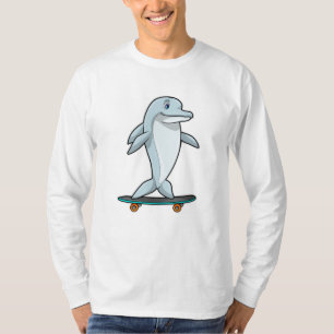 Delfiner som Skater med Skateboard T Shirt