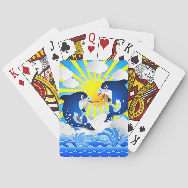 Delfiner som spelar i Sol Casinokort (Baksidan)