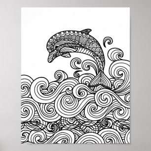 Delfiner spelar - Färg din egen konst Poster