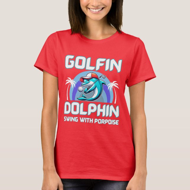 Delfiner spelar golfskjorta | Bidrag till pappa T Shirt (Framsida)