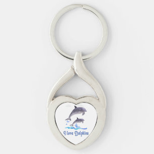 Delfiner Twisted Heart Silverfärgad Nyckelring