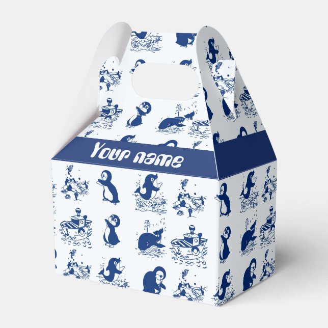 Delfiner, valar och penguiner presentaskar (Framsidan Sidan)