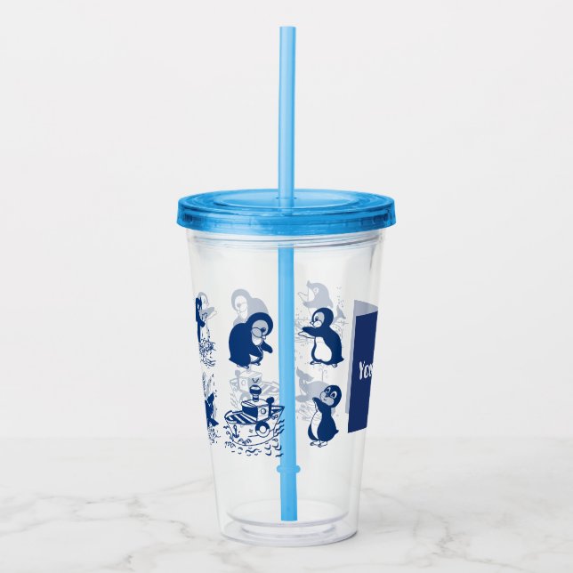 Delfiner, valar och penguiner take away mugg (Framsida)