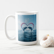 Delfiner Valentines Tropisk Kärlek Hjärtans Hav
