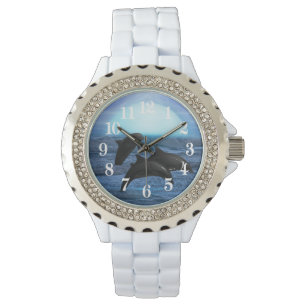 Delfiner vid månsken armbandsur