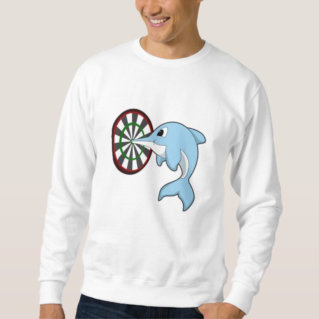 Delfiner vid mörka punkter med Dartboard Lång Ärmad Tröja (Framsida)
