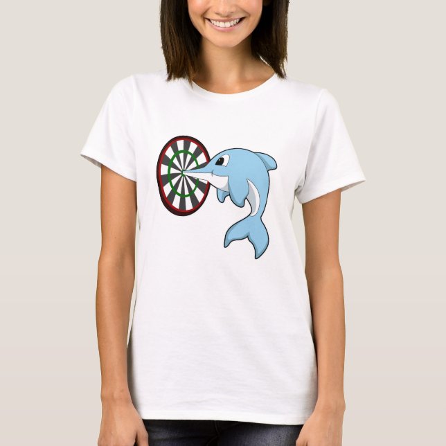 Delfiner vid mörka punkter med Dartboard T Shirt (Framsida)