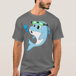 Delfiner vid simning med simmande godis 2 t shirt