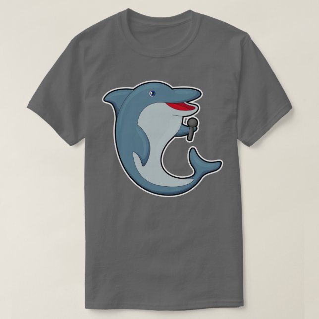 Delfiner vid singel med mikrofon t shirt (Design framsida)