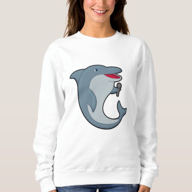 Delfiner vid singel med mikrofon t shirt (Framsida)