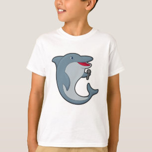 Delfiner vid singel med mikrofon t shirt