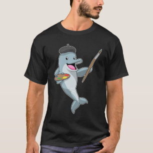 Delfinera som målarfärg med färgpensel och Färg T Shirt