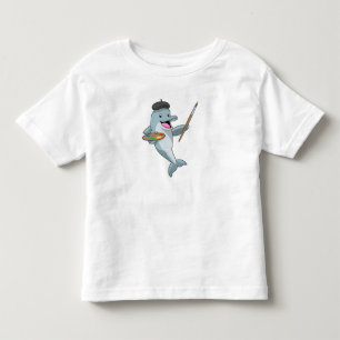 Delfinera som målarfärg med färgpensel och Färg T Shirt