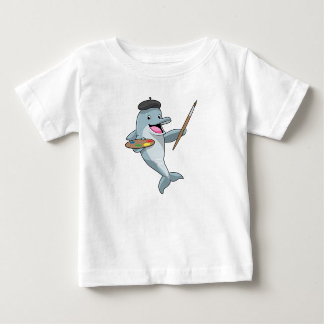 Delfinera som målarfärg med färgpensel och Färg T Shirt (Framsida)