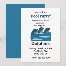 Delfinernas Marina Däggdjurs Vänskaps Pool Party Inbjudningar