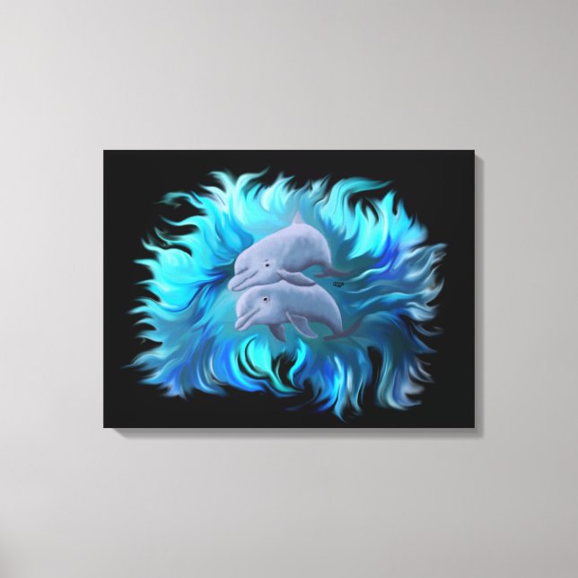 Delfinernas par canvastryck (Framsida)