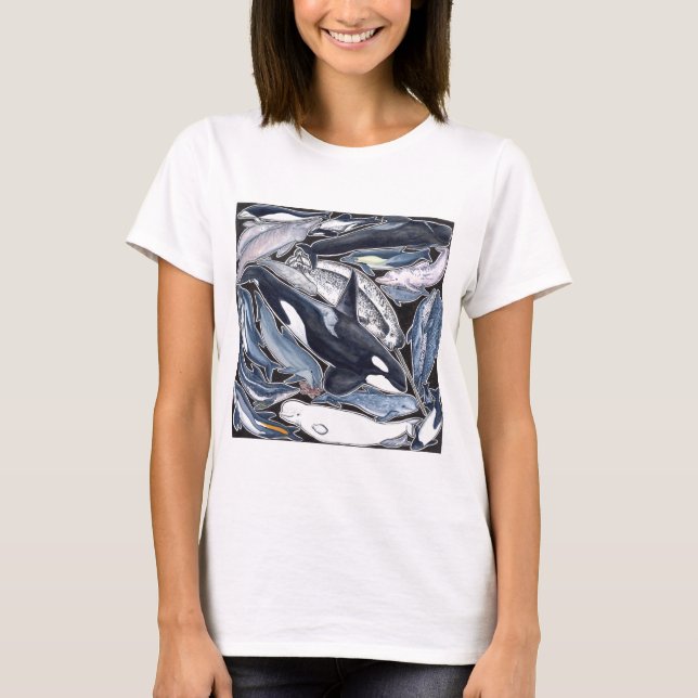Delfines, orcas, belugas y narvales t-shirt (Framsida)