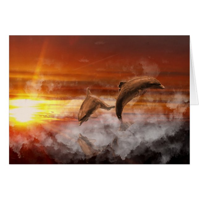 Delfinfantasi Hälsningskort (Framsidan Horizontal)