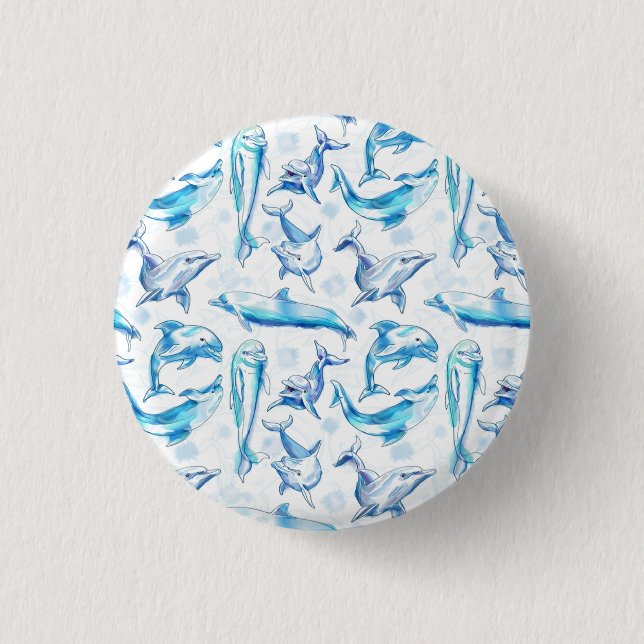 delfinfisk, sömlös, delfiner, mönster, delfiner knapp (Framsida)