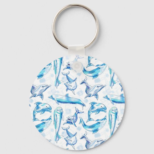 delfinfisk, sömlös, delfiner, mönster, delfiner nyckelring (Framsida)