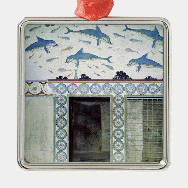 Delfinfrescoesna i drottning badrum julgransprydnad metall (Framsidan)