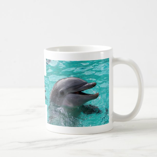 Delfinhuvud i aquamarinevatten kaffemugg (Höger)