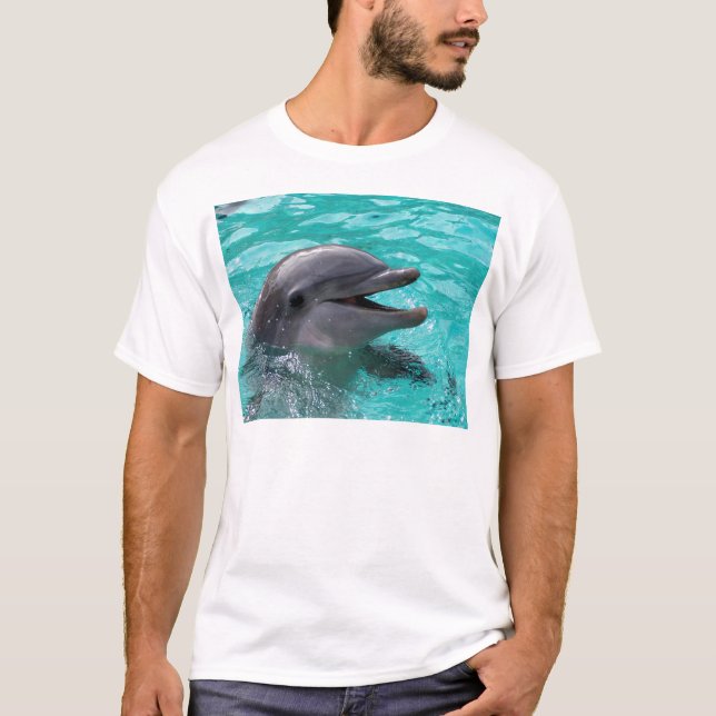 Delfinhuvud i aquamarinevatten tee shirt (Framsida)