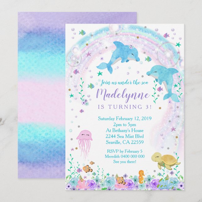 Delfininbjudan, delfiner under Inbjudan (Fram/baksida)