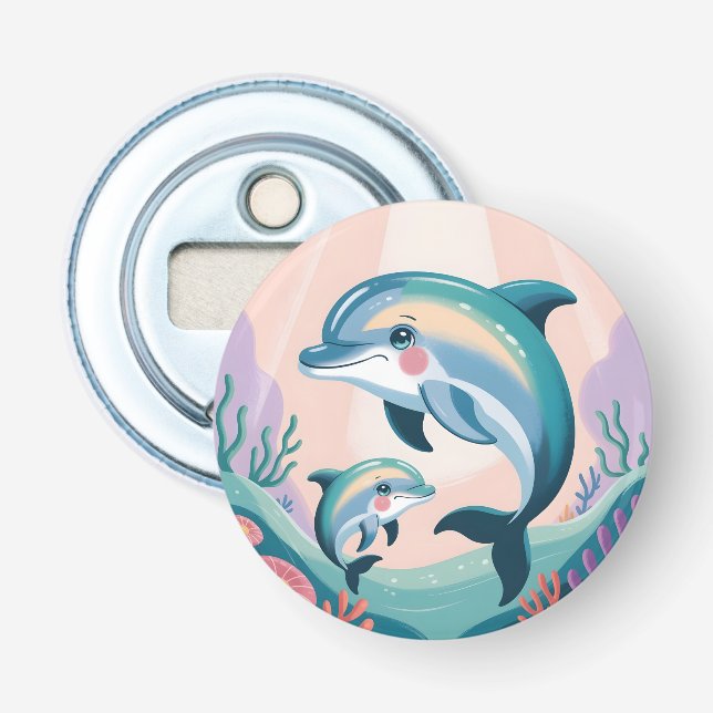 Delfinmamma och baby flasköppnare (Framsidan)