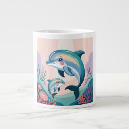 Delfinmamma och baby jumbo mugg