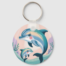 Delfinmamma och baby nyckelring