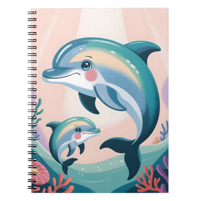 Delfinmamma och unge anteckningsbok (Framsidan)