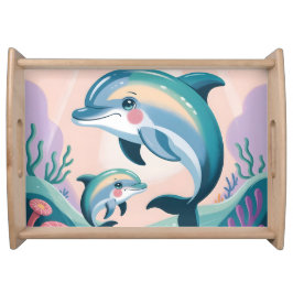 Delfinmamma och unge frukostbricka