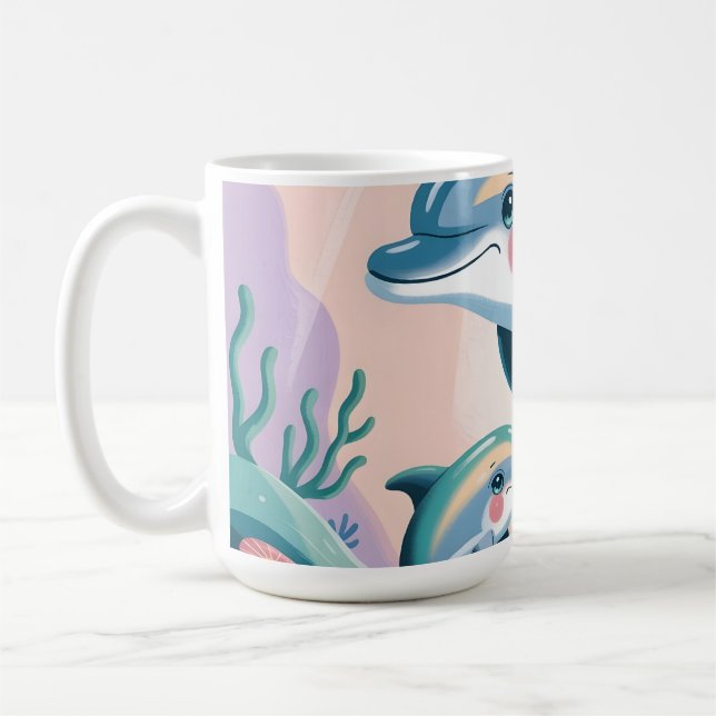 Delfinmamma och unge kaffemugg (Vänster)